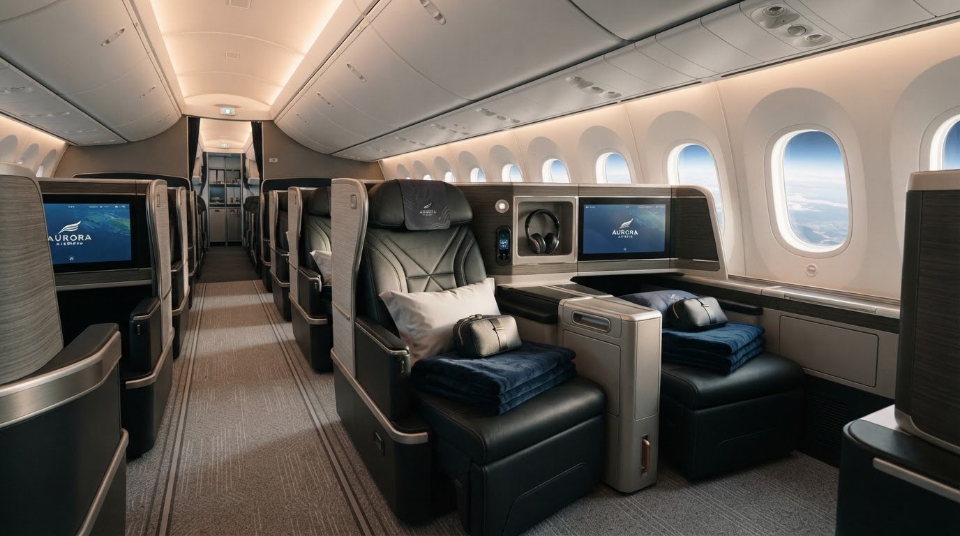 Lufthansa business class cabin